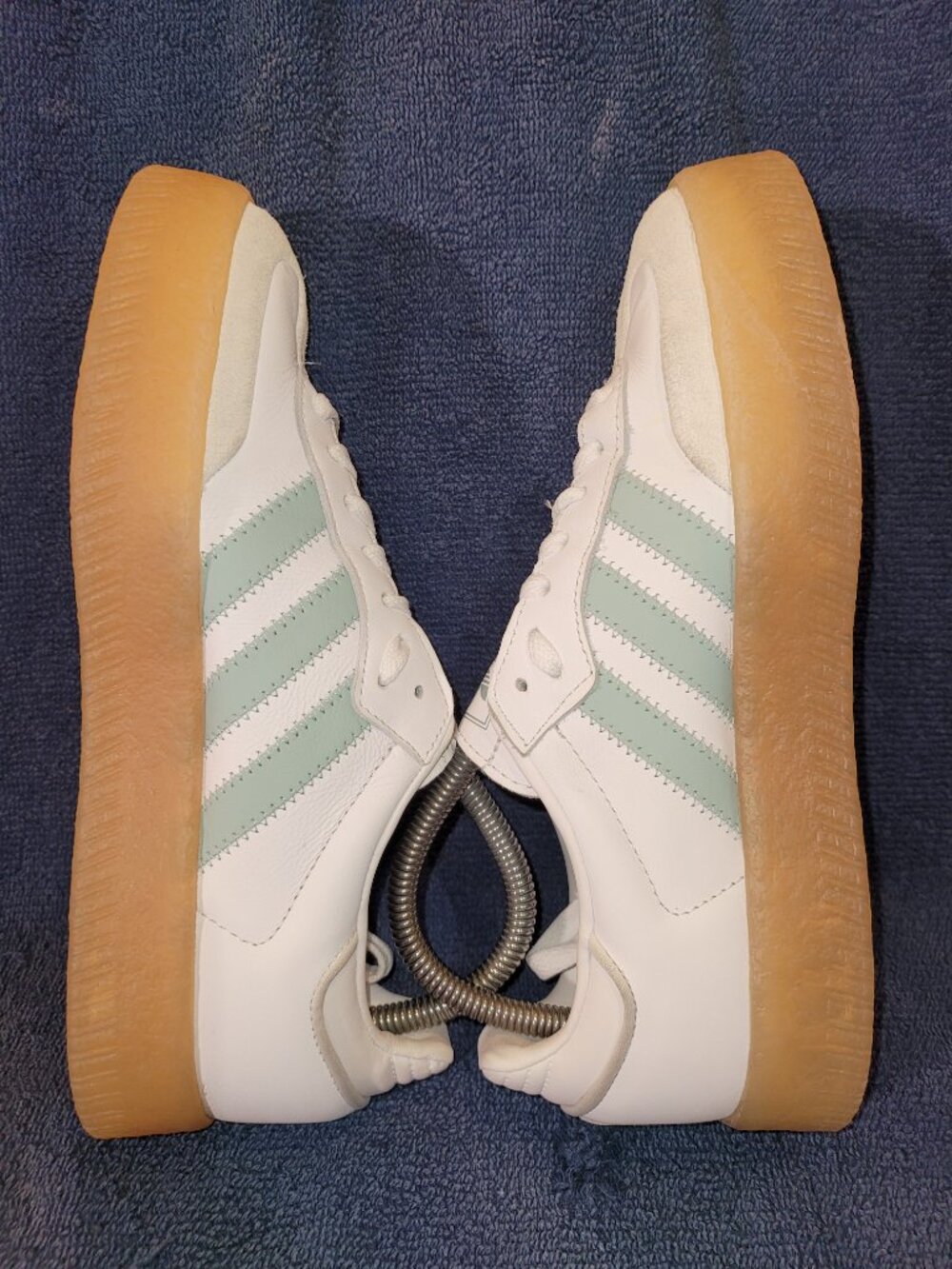 Adidas Sambae Samba Womens Size 7.5 White Light Blue Tan Sneakers JP5609 (#1655) - Picture 13 of 16
